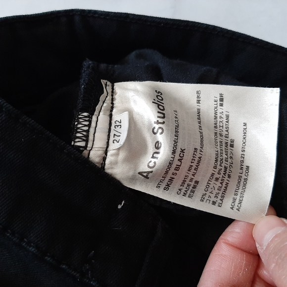 Acne Studios Skin 5 Black Denim Jeans 27/32 - Picture 4 of 6